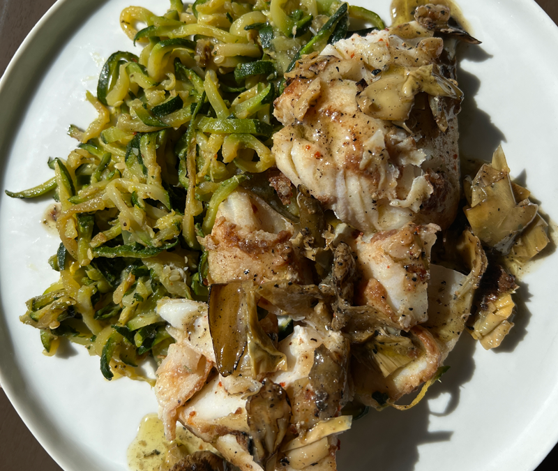 Cod with Artichoke and Lemon Sauce